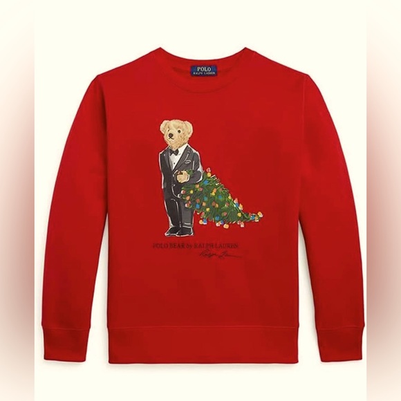 Polo Ralph Lauren Other - Ralph Lauren Polo Boys Holiday Bear Crew Neck Fleece Sweatshirt L(14-16)